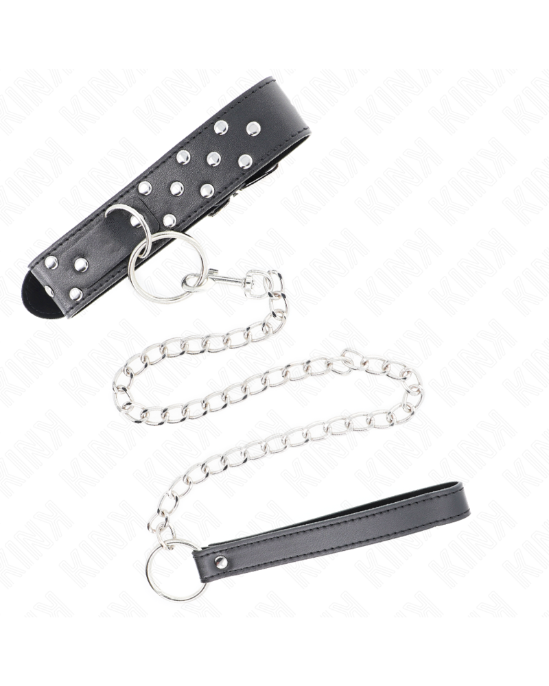 KINK - COLLANA CON CINTURINO AD ANELLO RIVETTO CON CINTURA 65 CM NERO REGOLABILE 36-50 CM X 3,8 CM