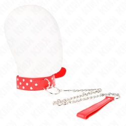KINK - COLLANA CON CINTURINO AD ANELLO RIVETTO CON CINTURA 65 CM ROSSO REGOLABILE 36-50 CM X 3,8 CM 2