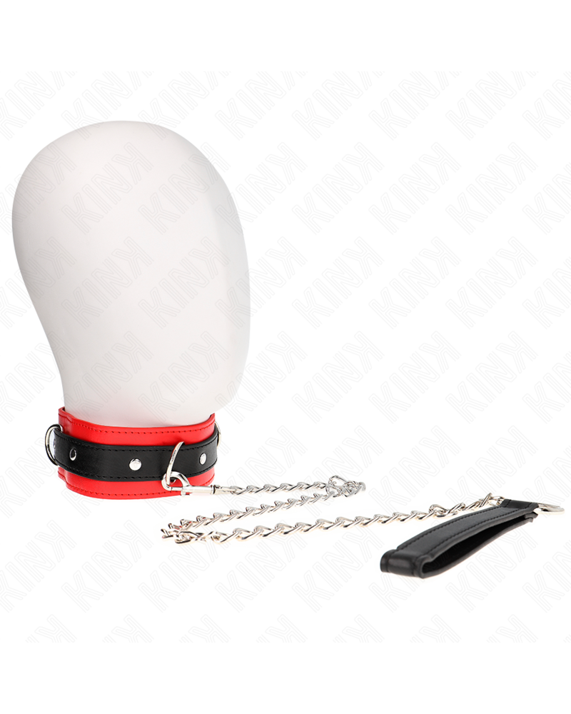 KINK - COLLARE MODELLO BASE CON GUINZAGLIO 65 CM MODELLO 3 ROSSO 53 X 5 CM