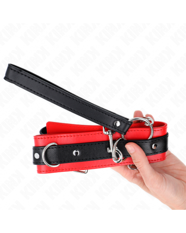 KINK - COLLARE MODELLO BASE CON GUINZAGLIO 65 CM MODELLO 3 ROSSO 53 X 5 CM