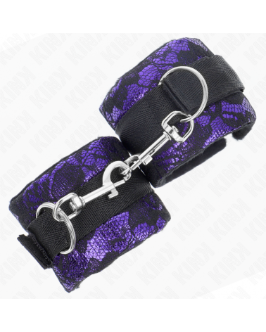 KINK - RESISTENZA DA POLSO CORTA IN PIZZO DI VELLUTO E FASCIA IN NYLON VIOLA/NERO 23 X 6,5 CM