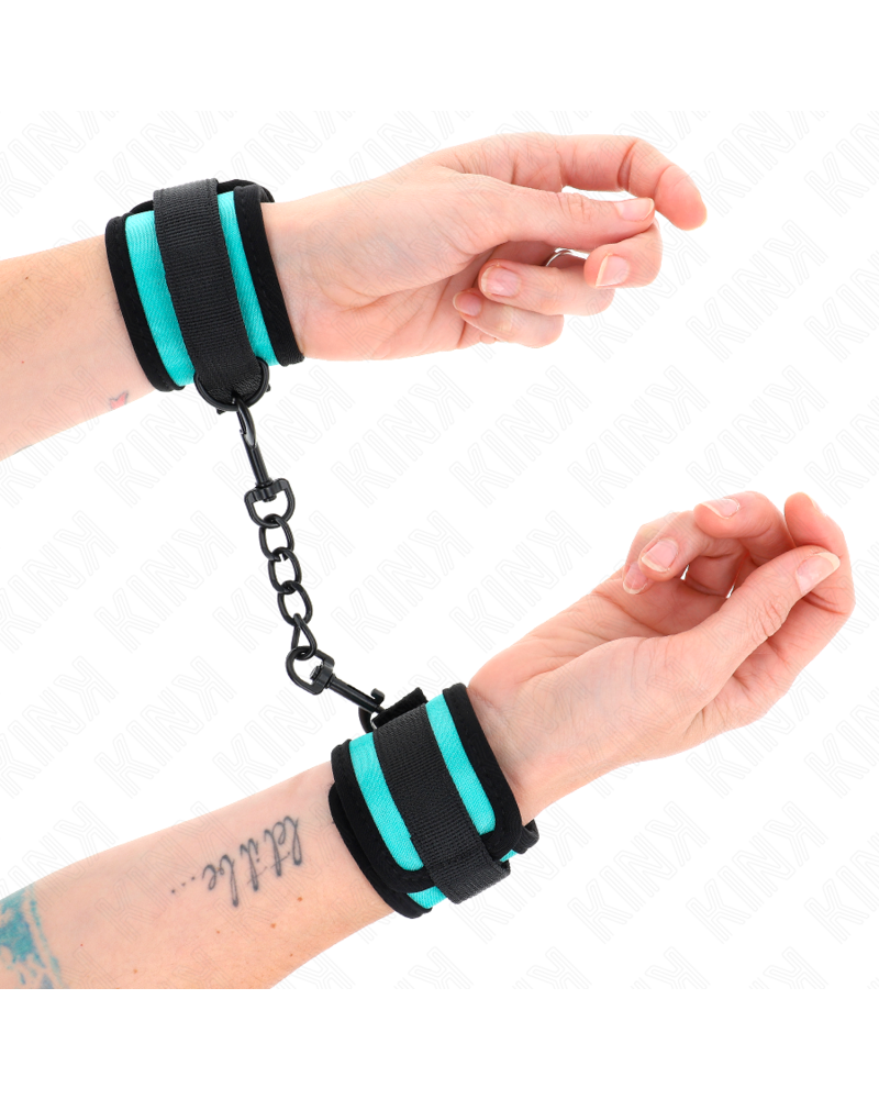 KINK - TENUTA DA POLSO IN NYLON CON GANCIO E LOOP NERO-BLU REGOLABILE 18-32 CM X 5 CM