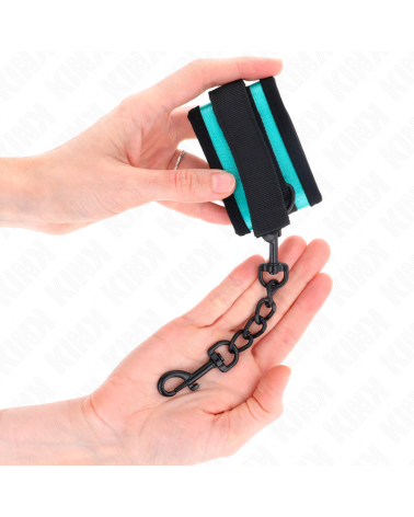 KINK - TENUTA DA POLSO IN NYLON CON GANCIO E LOOP NERO-BLU REGOLABILE 18-32 CM X 5 CM