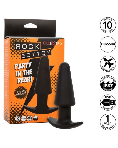 CALEXOTICS - ROCK BOTTOM TAPPO ANALE CONICO 10 VIBRAZIONI SILICONE NERO
