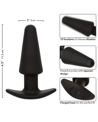 CALEXOTICS - ROCK BOTTOM TAPPO ANALE CONICO 10 VIBRAZIONI SILICONE NERO