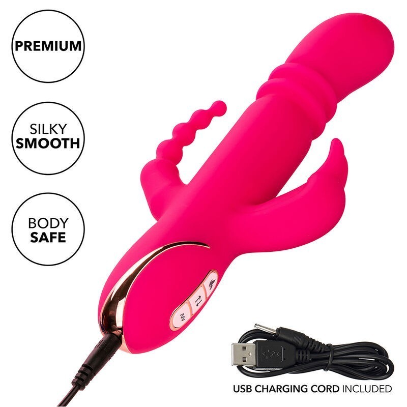 CALEXOTICS - JACK FANTASY VIBRATORE TRIPLO RISCALDATO ROSA CONIGLIO