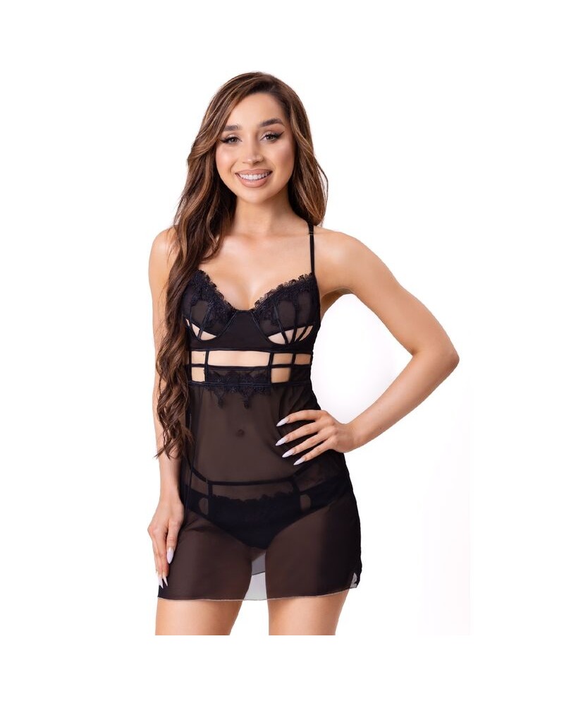 LIVCO CORSETTI FASHION - MAIA 20247 BABYDOLL + PERIZOMA NERO S/M
