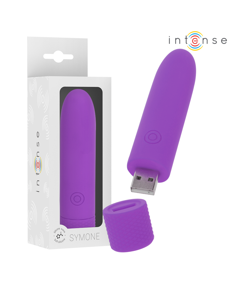 INTENSE - SYMONE BULLET VIBRANTE RICARICABILE USB 8 VIBRAZIONI VIOLA 10 X 2,2 CM