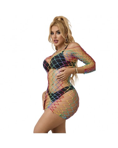 SUBBLIME - 952426 BODYSTOCKING A RETE MANICA LUNGA ARCOBALENO TAGLIA UNICA