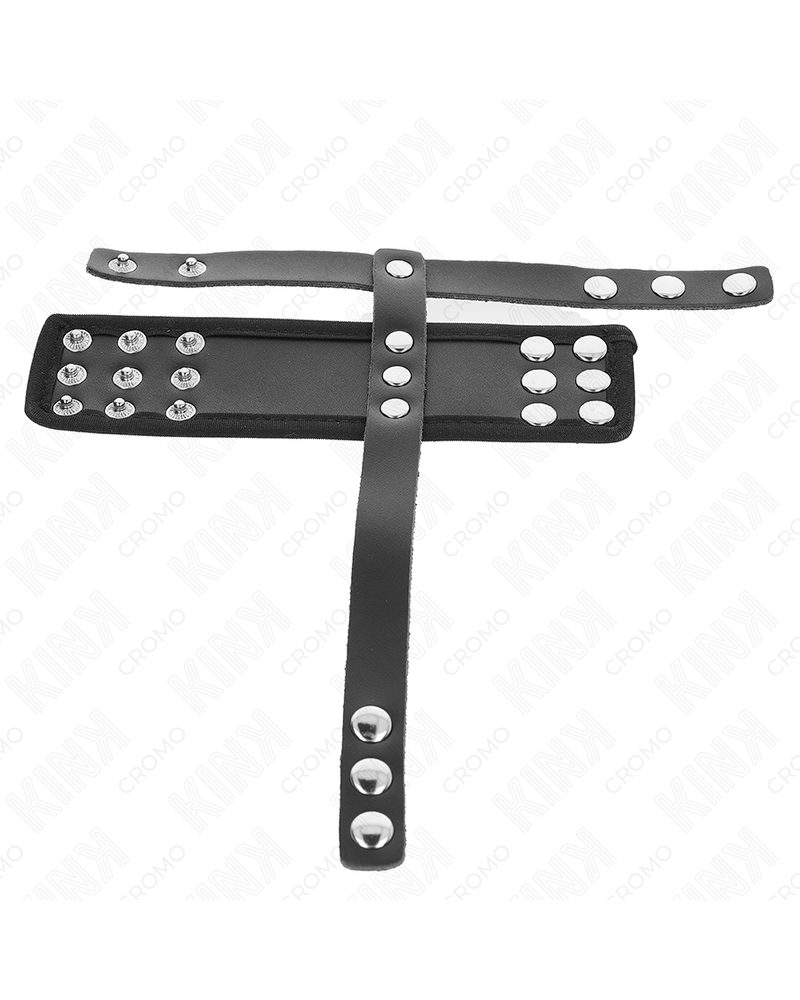 KINK - ANELLO PER GABBIA PER PENE IN PELLE CON CINTURINO DIVISORE PER PALLINE RIVESTITO REGOLABILE