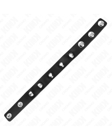 KINK - ANELLO PER PENE IN PELLE CON CHIUSURA A PRESSIONE FODERA ROSSA 21 X 1,5 CM