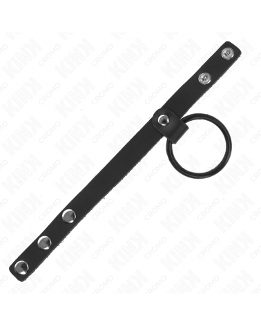 KINK - ANELLO PER PENE IN SILICONE 3,8 CM E DIVISORE PER PALLINE IN PELLE 22 X 1,5 CM