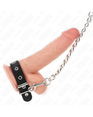 KINK - ANELLO PER PENE IN PELLE CON CINGHIA 21,5 X 2 CM E CATENA IN METALLO 60 CM 2