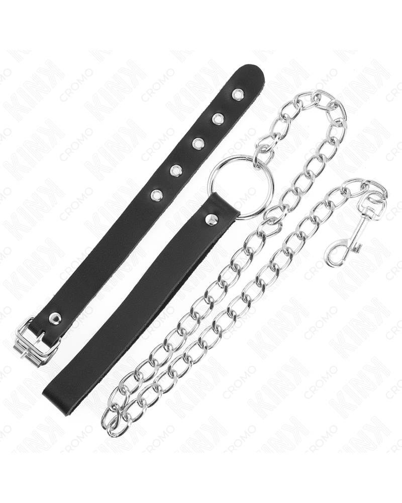 KINK - ANELLO PER PENE IN PELLE CON CINGHIA 21,5 X 2 CM E CATENA IN METALLO 60 CM