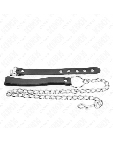 KINK - ANELLO PER PENE IN PELLE CON CINGHIA 21,5 X 2 CM E CATENA IN METALLO 60 CM