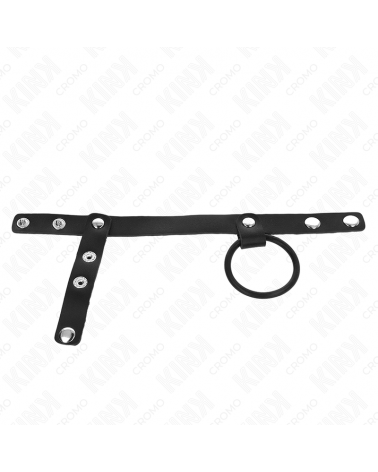 KINK - ANELLO PER PENE IN SILICONE 3,8 CM CON DIVISORE PER PALLINE E CINTURINO IN PELLE 22 X 1,5 CM