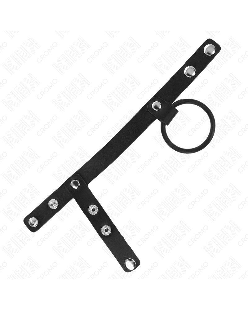 KINK - ANELLO PER PENE IN SILICONE 3,8 CM CON DIVISORE PER PALLINE E CINTURINO IN PELLE 22 X 1,5 CM