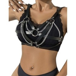 SUBBLIME - 953713 CINTURA PUNK BONDAGE FIBBIA METALLO NERA TAGLIA UNICA 2