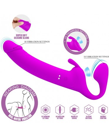 PRETTY LOVE - ZANINI STRAPLESS STRAP-ON 10 VIBRAZIONI VIOLA 2