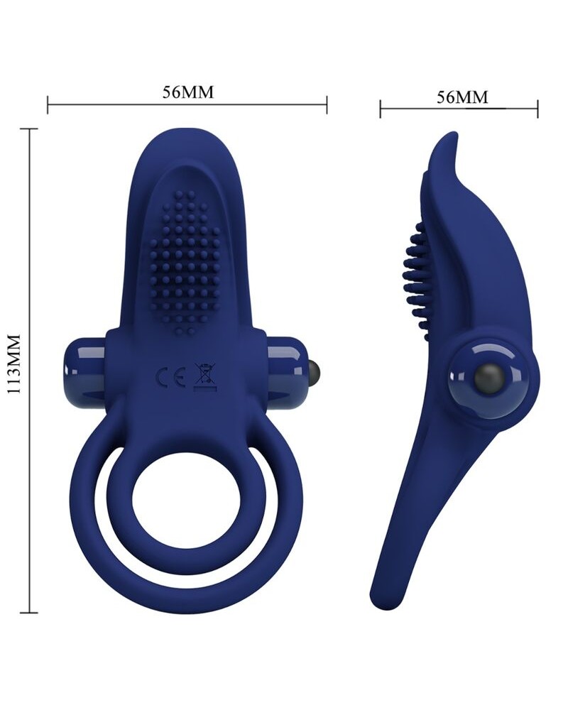 PRETTY LOVE - BRONSON ANELLO DOPPIO CON VIBRAZIONE BLU