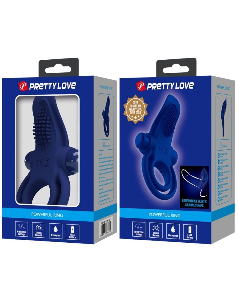 PRETTY LOVE - BRONSON ANELLO DOPPIO CON VIBRAZIONE BLU