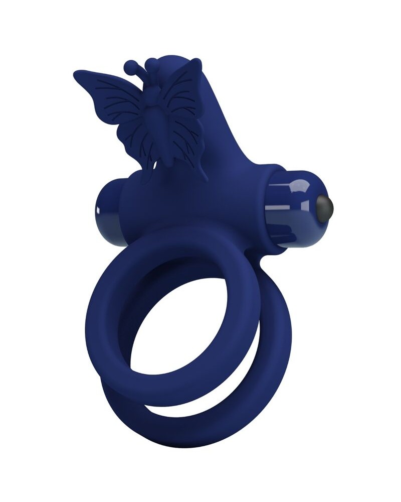 PRETTY LOVE - JAMELE DOPPIO ANELLO CON VIBRAZIONE E STIMOLATORE FARFALLA BLU