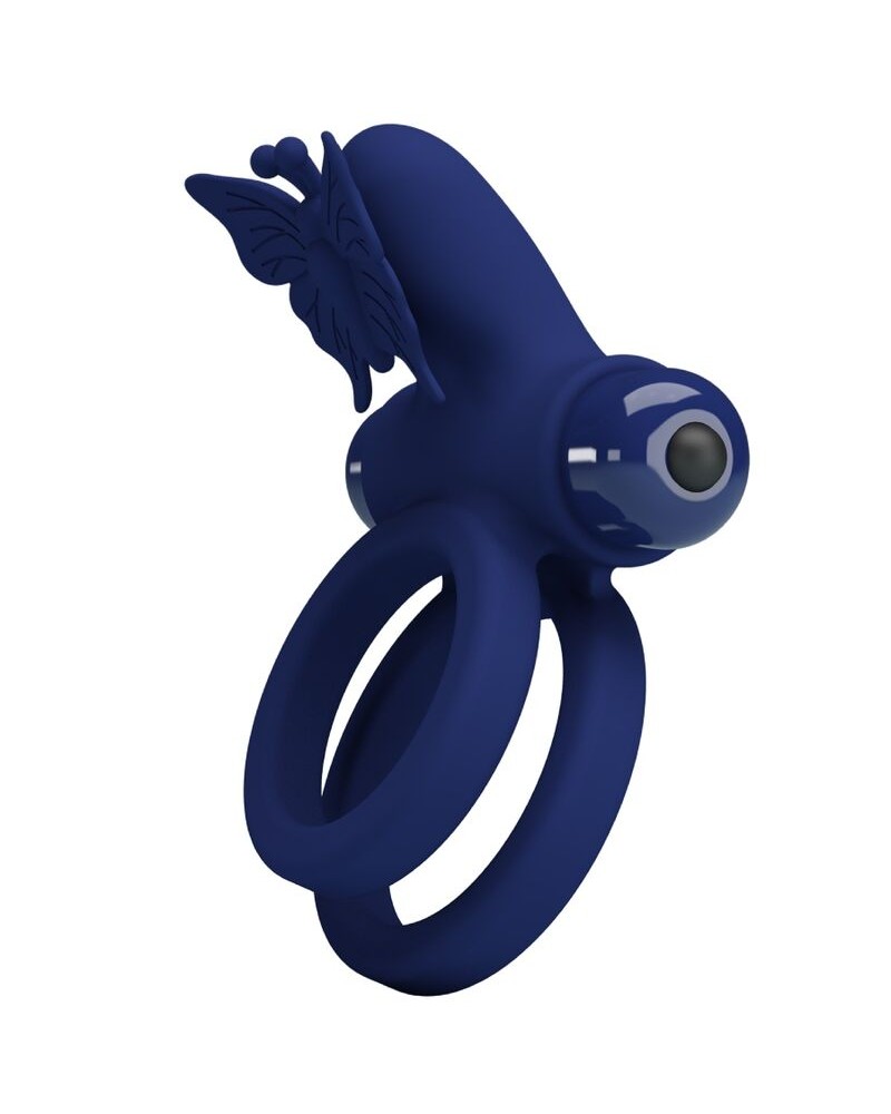 PRETTY LOVE - JAMELE DOPPIO ANELLO CON VIBRAZIONE E STIMOLATORE FARFALLA BLU