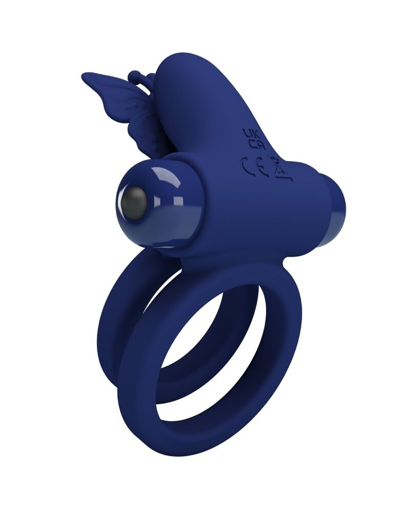 PRETTY LOVE - JAMELE DOPPIO ANELLO CON VIBRAZIONE E STIMOLATORE FARFALLA BLU