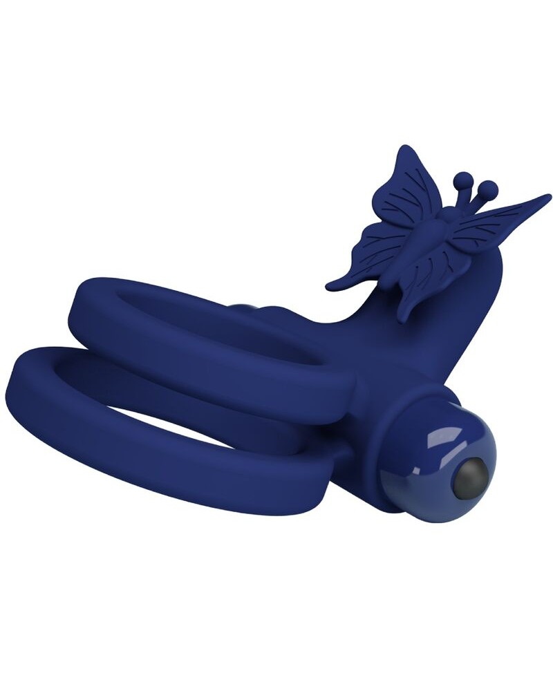 PRETTY LOVE - JAMELE DOPPIO ANELLO CON VIBRAZIONE E STIMOLATORE FARFALLA BLU