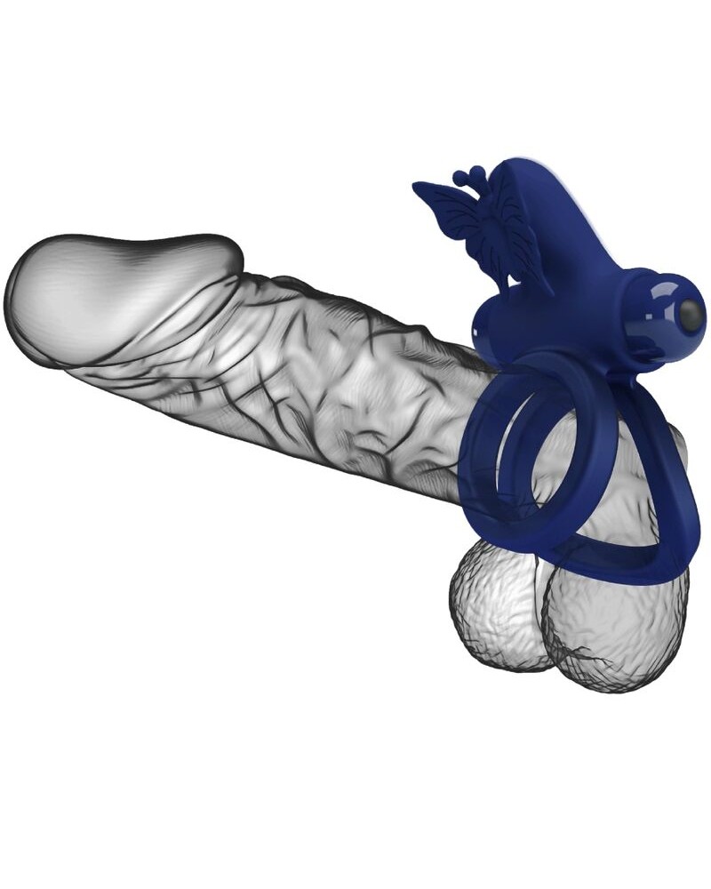 PRETTY LOVE - JAMELE DOPPIO ANELLO CON VIBRAZIONE E STIMOLATORE FARFALLA BLU