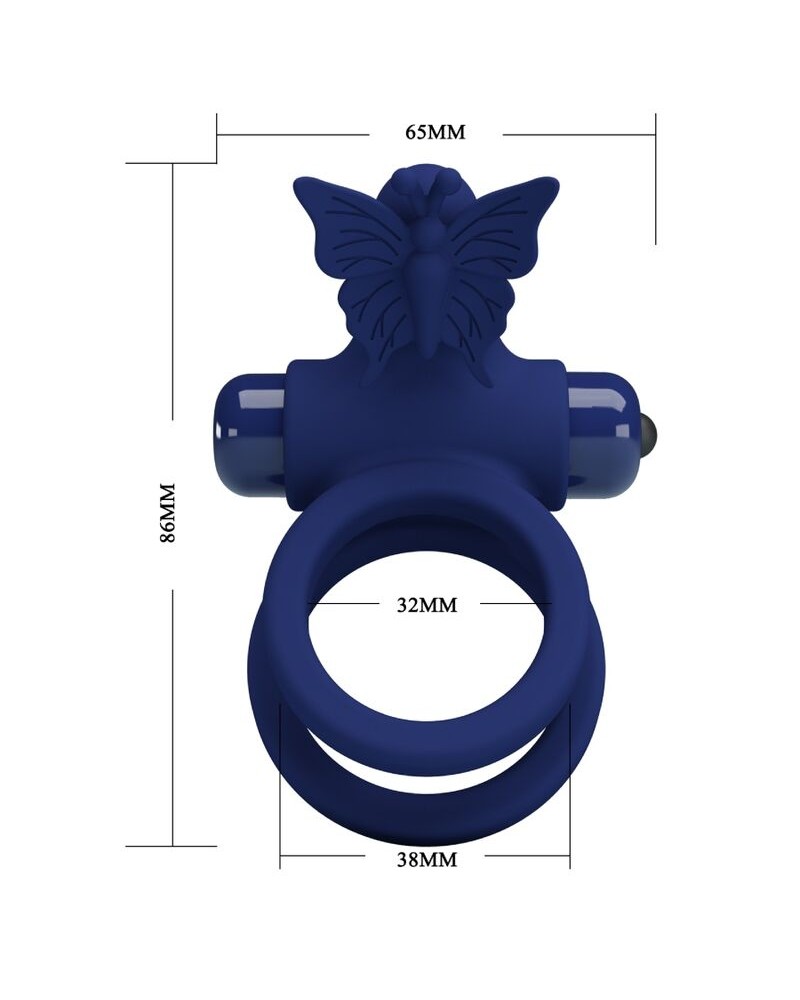 PRETTY LOVE - JAMELE DOPPIO ANELLO CON VIBRAZIONE E STIMOLATORE FARFALLA BLU