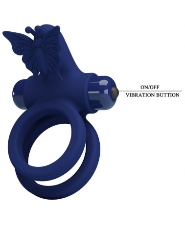 PRETTY LOVE - JAMELE DOPPIO ANELLO CON VIBRAZIONE E STIMOLATORE FARFALLA BLU