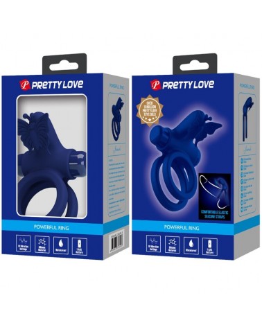 PRETTY LOVE - JAMELE DOPPIO ANELLO CON VIBRAZIONE E STIMOLATORE FARFALLA BLU