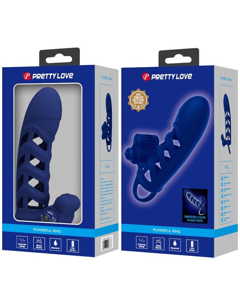 PRETTY LOVE - ALTAF ANELLO VIBRATORE CON GUAINA IN SILICONE BLU