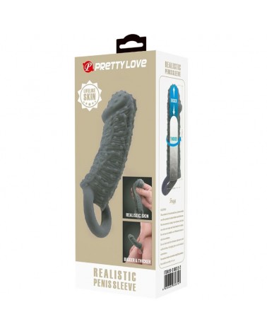 PRETTY LOVE - MODELLO REALISTICO DI INGRANDIMENTO E MANICA DI RITARDO PER IL PENE 2 GRIGIO