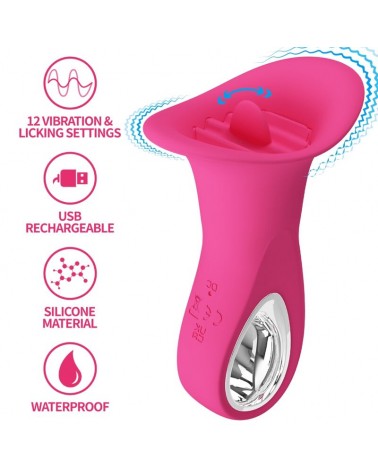 PRETTY LOVE - CLYDE VIBRATORE ORALE LINGUA VIBRANTE 12 VIBRAZIONI ROSA