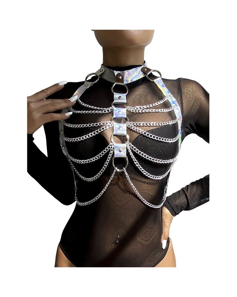 SUBBLIME - 953737 IMBRACATURA PETTORALE CON ANELLI E CATENE ARGENTO TAGLIA UNICA