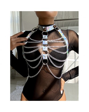 SUBBLIME - 953737 IMBRACATURA PETTORALE CON ANELLI E CATENE ARGENTO TAGLIA UNICA