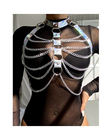 SUBBLIME - 953737 IMBRACATURA PETTORALE CON ANELLI E CATENE ARGENTO TAGLIA UNICA