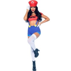 LEG AVENUE - COSTUME SEXY MARIO BROS ROSSO/BLU S 2