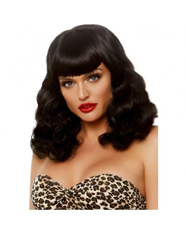 LEG AVENUE - PARRUCCA RETRO RICCIA CON FRANGIA NERA LUMINISCENTE