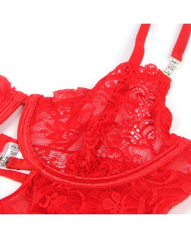 SUBBLIME - 954215 BABYDOLL IN PIZZO CON SPALLINE REGOLABILI ROSSO L/XL