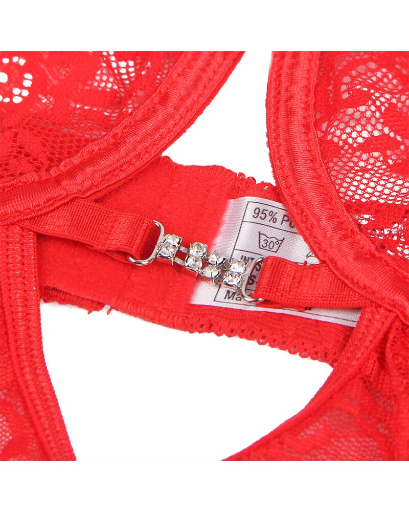 SUBBLIME - 954215 BABYDOLL IN PIZZO CON SPALLINE REGOLABILI ROSSO L/XL