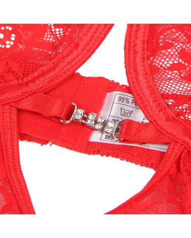 SUBBLIME - 954215 BABYDOLL IN PIZZO CON SPALLINE REGOLABILI ROSSO L/XL