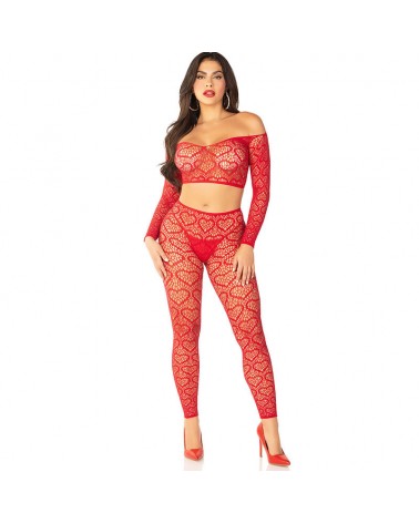 LEG AVENUE - CROP TOP + CALZE ROSSO TAGLIA UNICA