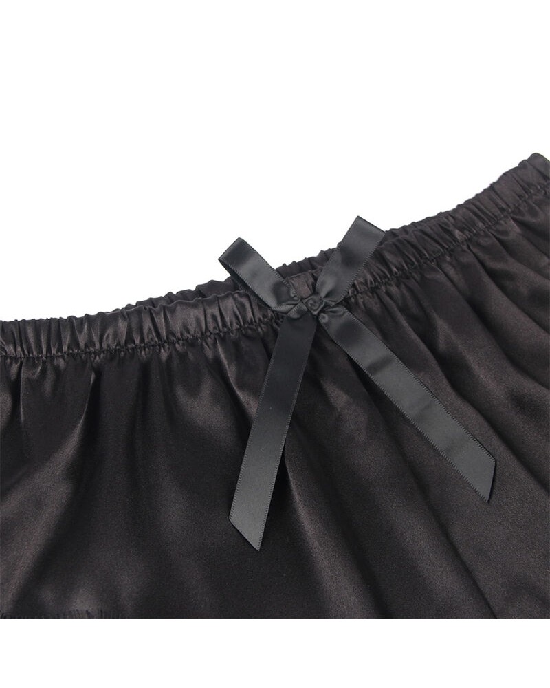 SUBBLIME - 953942 VESTAGLIA DA NOTTE CASUAL IN SETA + PANTALONI IN PIZZO NERO L/XL