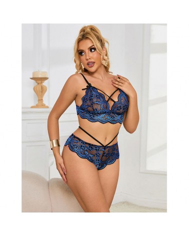 SUBBLIME - 954062 REGGISENO + SLIP PIZZO BLU S/M