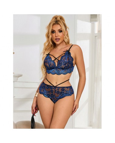 SUBBLIME - 954079 REGGISENO + SLIP PIZZO BLU L/XL