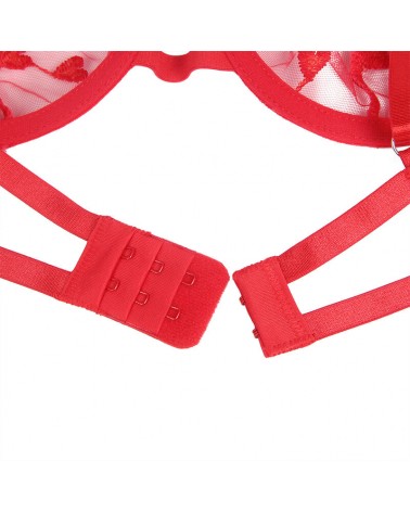 SUBBLIME - 954321 REGGISENO + PERIZOMA + CINTURA CON STAMPA A CUORE ROSSO S/M