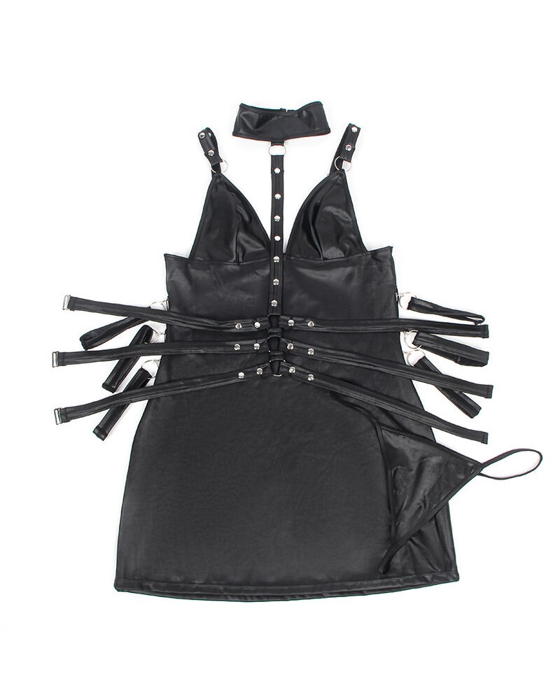 SUBBLIME - 954406 VESTITO BONDAGE IN PELLE NERO S/M